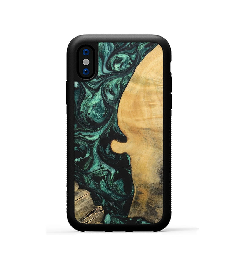 iPhone Xs Wood+Resin Phone Case - Melody (Green, 702304)