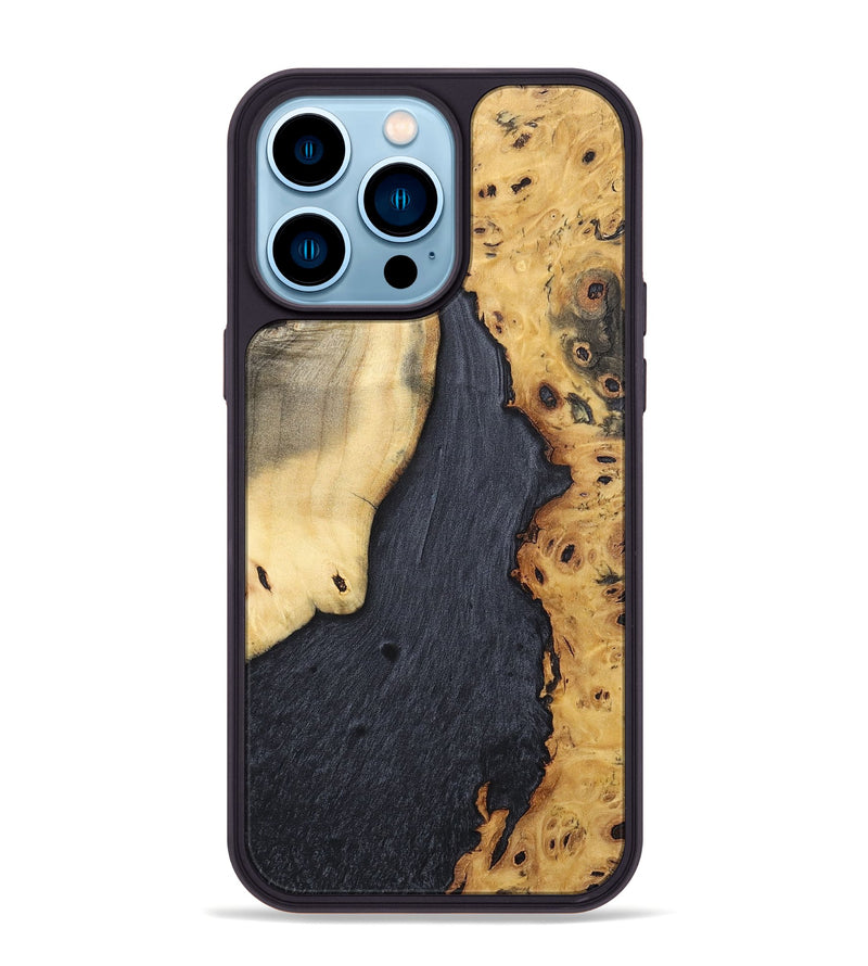 iPhone 14 Pro Max Wood+Resin Phone Case - Melissa (Pure Black, 702312)