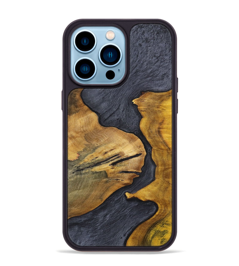 iPhone 14 Pro Max Wood+Resin Phone Case - Lennox (Pure Black, 702316)