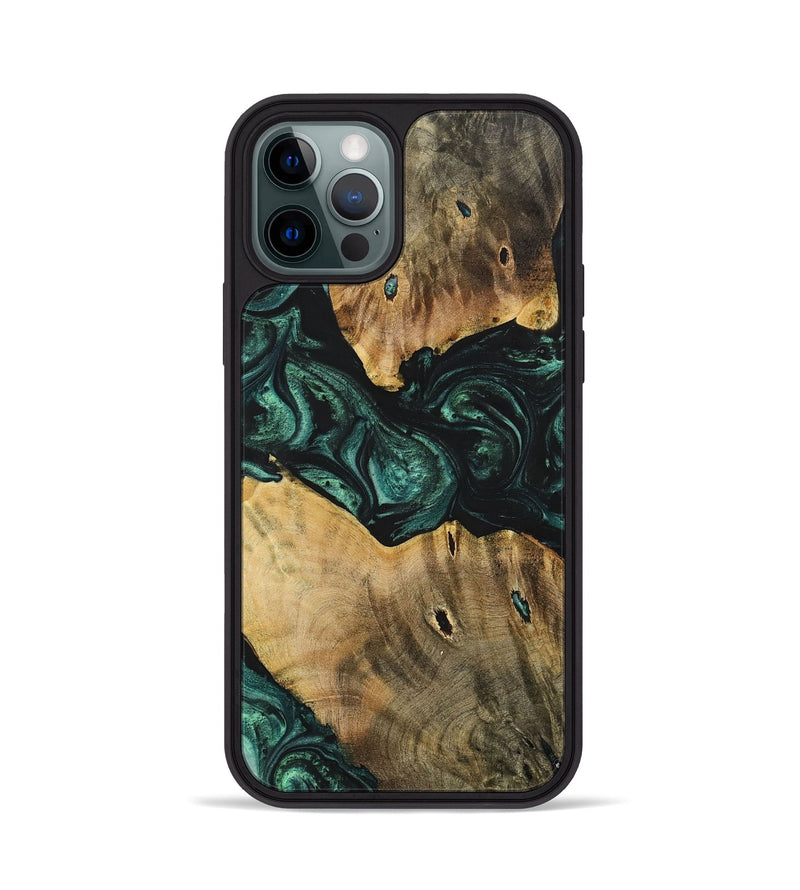 iPhone 12 Pro Wood+Resin Phone Case - Jonah (Green, 702326)