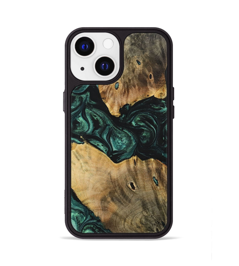 iPhone 13 Wood+Resin Phone Case - Jonah (Green, 702326)