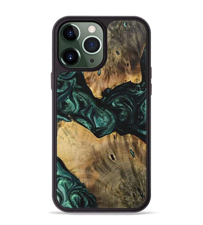 iPhone 13 Pro Max Wood+Resin Phone Case - Jonah (Green, 702326)