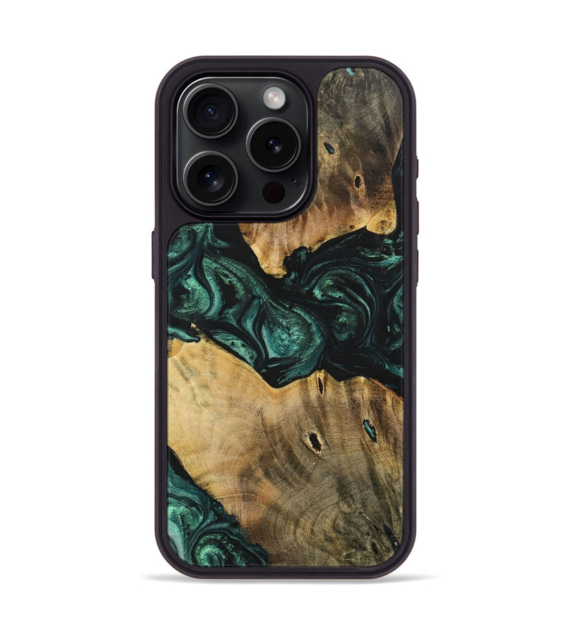 iPhone 15 Pro Wood+Resin Phone Case - Jonah (Green, 702326)