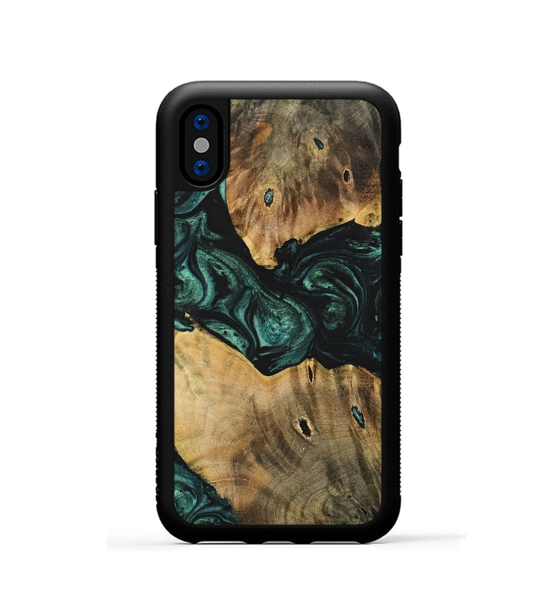 iPhone Xs Wood+Resin Phone Case - Jonah (Green, 702326)