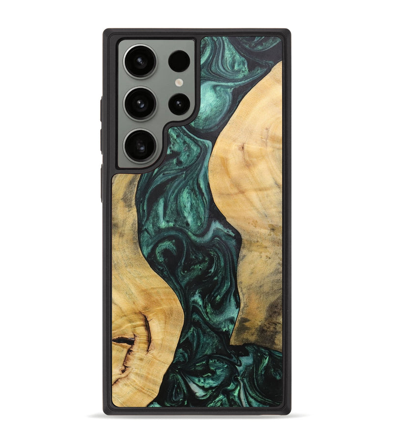 Galaxy S23 Ultra Wood+Resin Phone Case - Deloris (Green, 702327)
