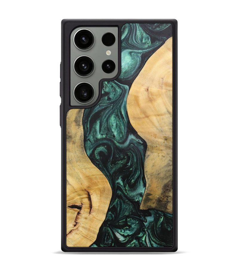 Galaxy S24 Ultra Wood+Resin Phone Case - Deloris (Green, 702327)