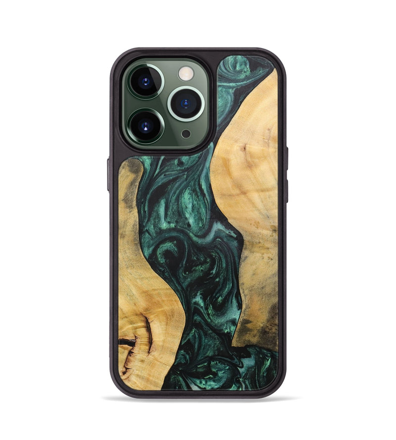 iPhone 13 Pro Wood+Resin Phone Case - Deloris (Green, 702327)