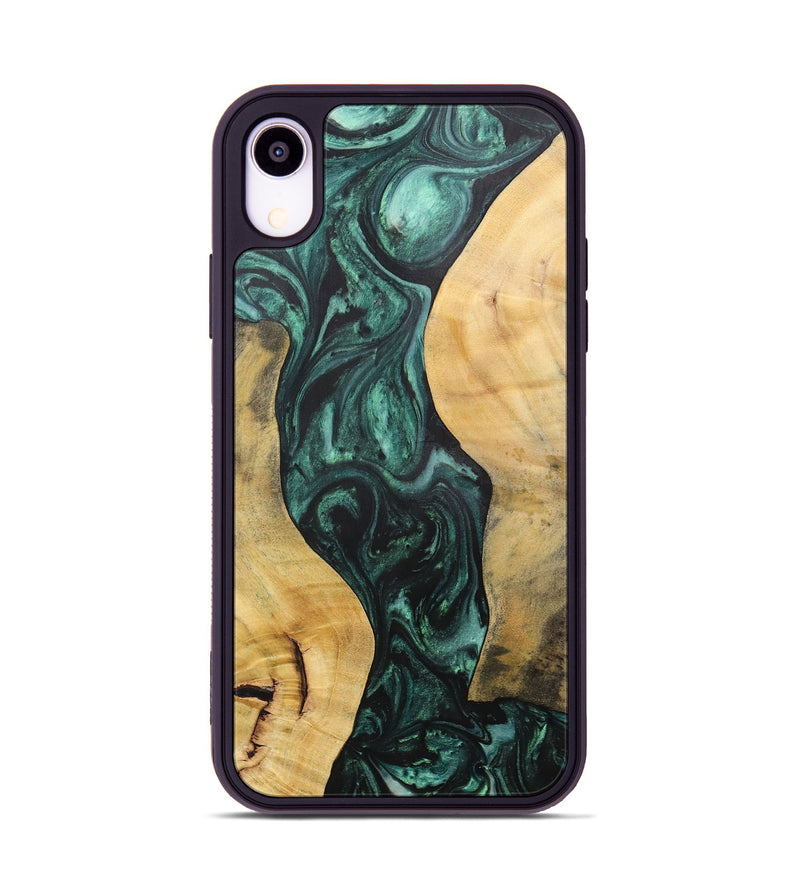 iPhone Xr Wood+Resin Phone Case - Deloris (Green, 702327)