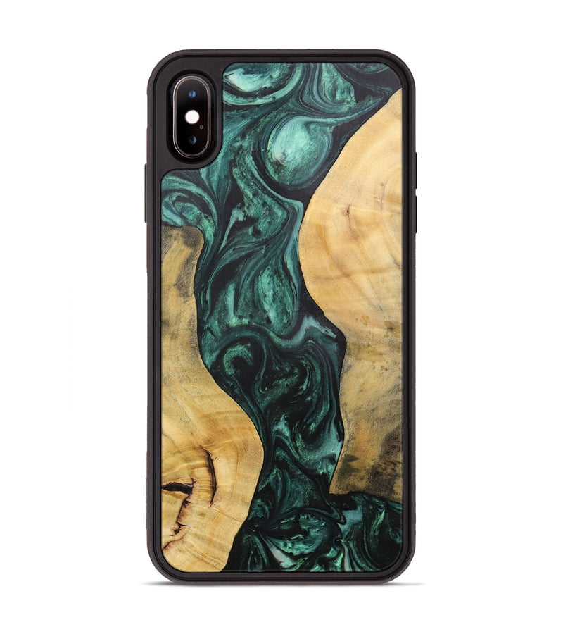 iPhone Xs Max Wood+Resin Phone Case - Deloris (Green, 702327)