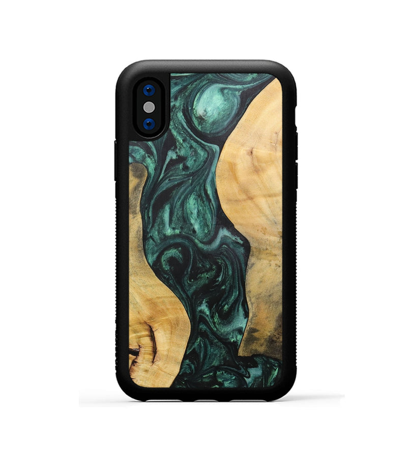 iPhone Xs Wood+Resin Phone Case - Deloris (Green, 702327)