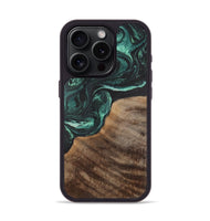 iPhone 15 Pro Wood+Resin Phone Case - Ernest (Green, 702330)