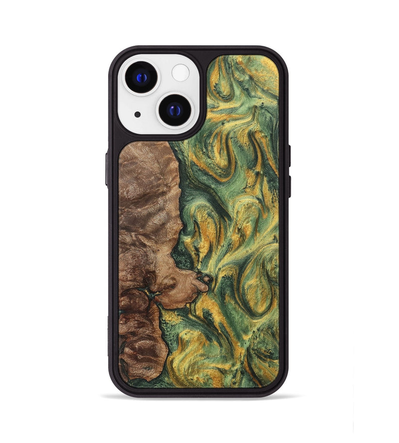 iPhone 13 Wood+Resin Phone Case - Lucinda (Green, 702331)