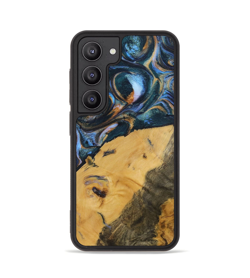 Galaxy S23 Wood+Resin Phone Case - Damien (Teal & Gold, 702515)