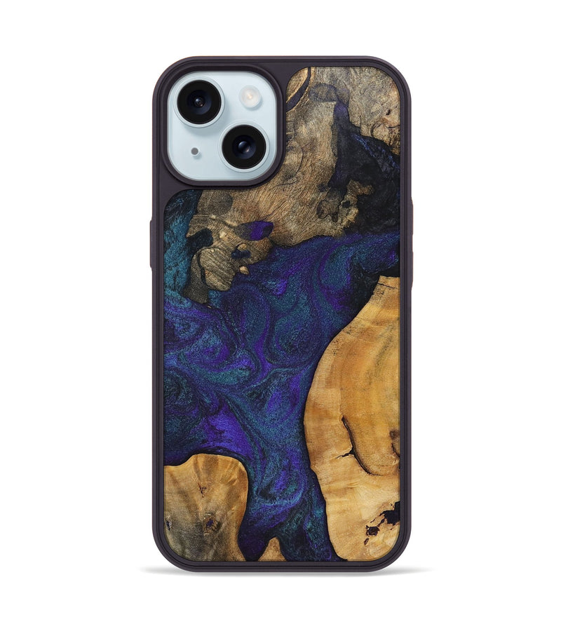 iPhone 15 Wood+Resin Phone Case - Caitlyn (Mosaic, 702578)