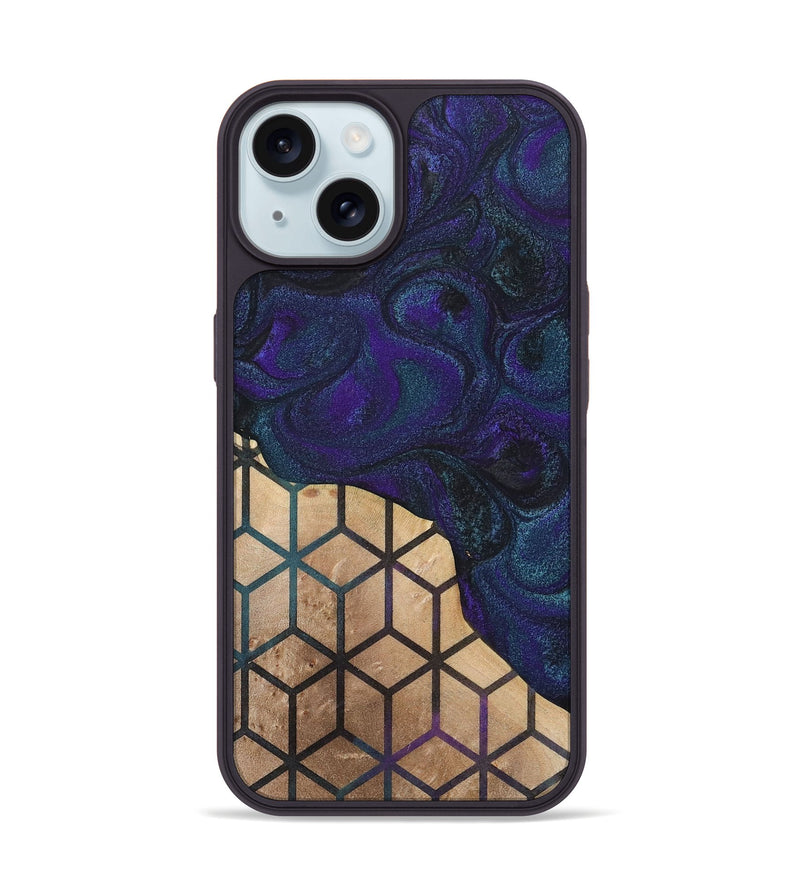 iPhone 15 Wood+Resin Phone Case - Isla (Pattern, 702580)