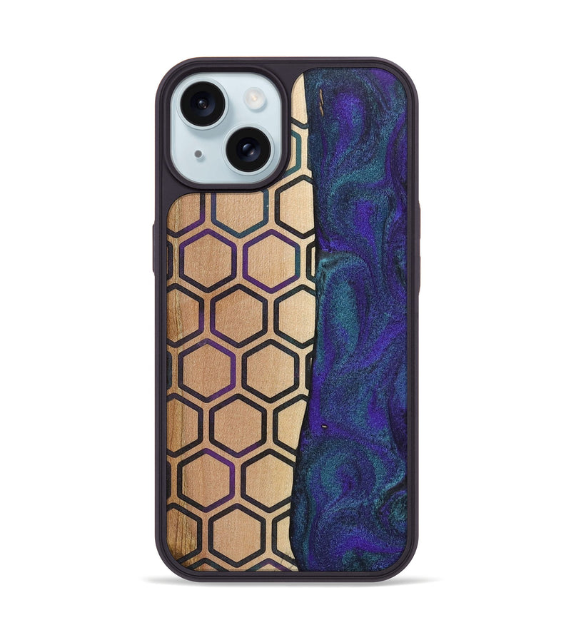 iPhone 15 Wood+Resin Phone Case - Maria (Pattern, 702590)