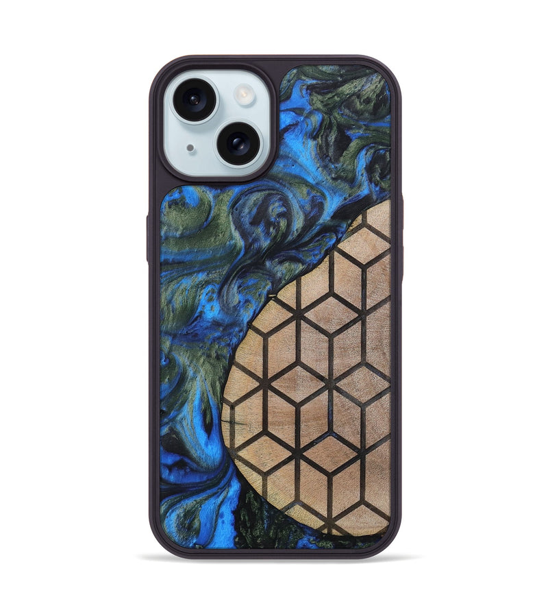 iPhone 15 Wood+Resin Phone Case - Nyla (Pattern, 702592)