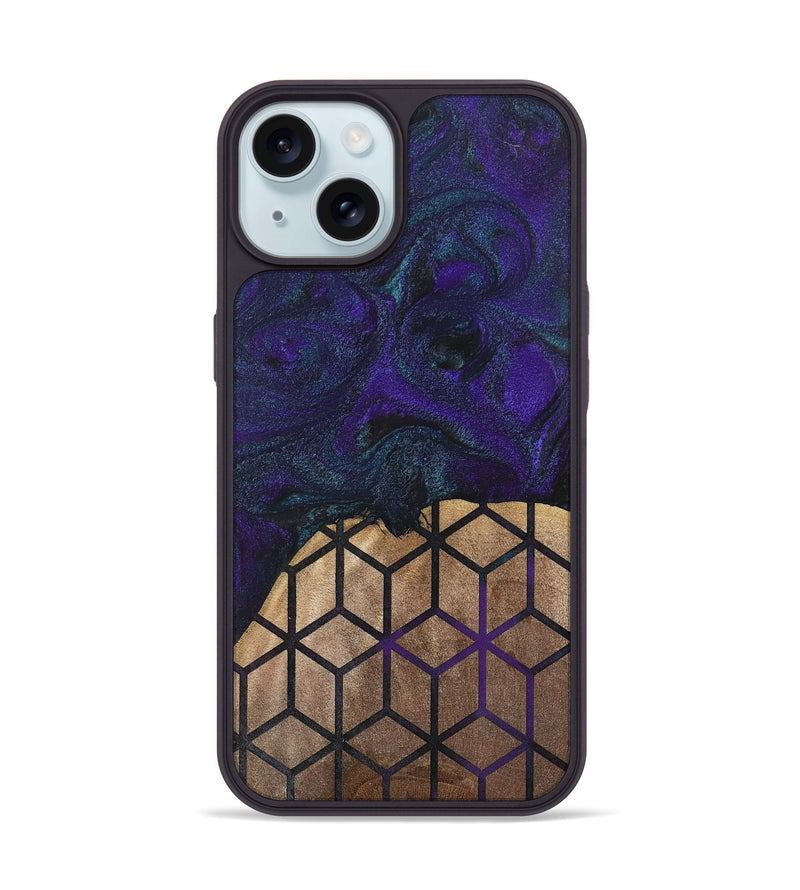 iPhone 15 Wood+Resin Phone Case - Angelique (Pattern, 702593)