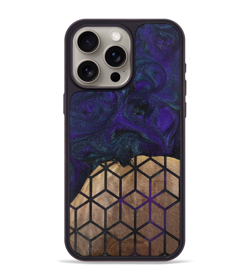 iPhone 15 Pro Max Wood+Resin Phone Case - Angelique (Pattern, 702593)