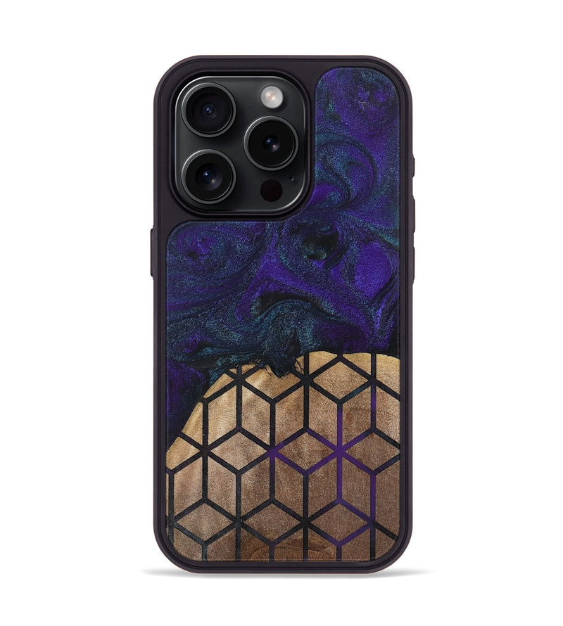 iPhone 15 Pro Wood+Resin Phone Case - Angelique (Pattern, 702593)