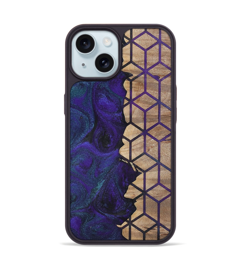 iPhone 15 Wood+Resin Phone Case - Aylin (Pattern, 702594)