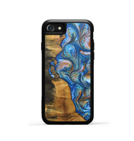 iPhone SE Wood+Resin Phone Case - Joan (Teal & Gold, 702604)