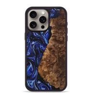 iPhone 15 Pro Max Wood+Resin Phone Case - Ron (Blue, 702693)