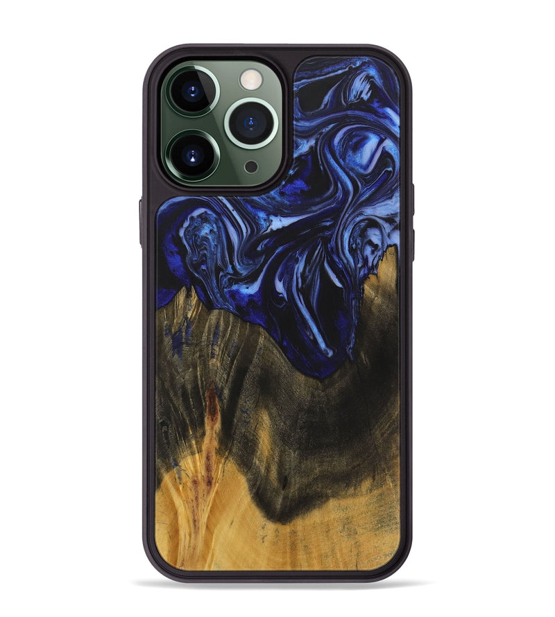 iPhone 13 Pro Max Wood+Resin Phone Case - Robyn (Blue, 702696)