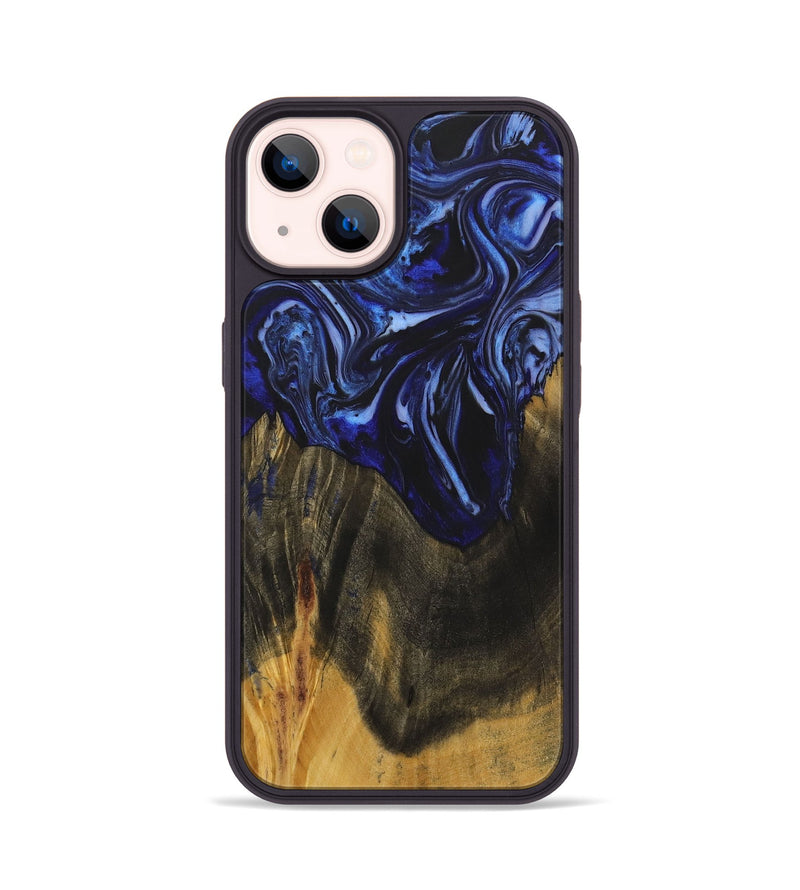 iPhone 14 Wood+Resin Phone Case - Robyn (Blue, 702696)