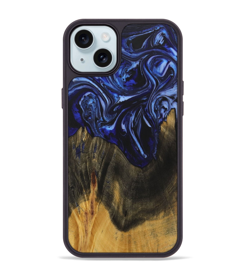 iPhone 15 Plus Wood+Resin Phone Case - Robyn (Blue, 702696)