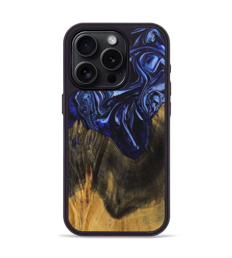iPhone 15 Pro Wood+Resin Phone Case - Robyn (Blue, 702696)