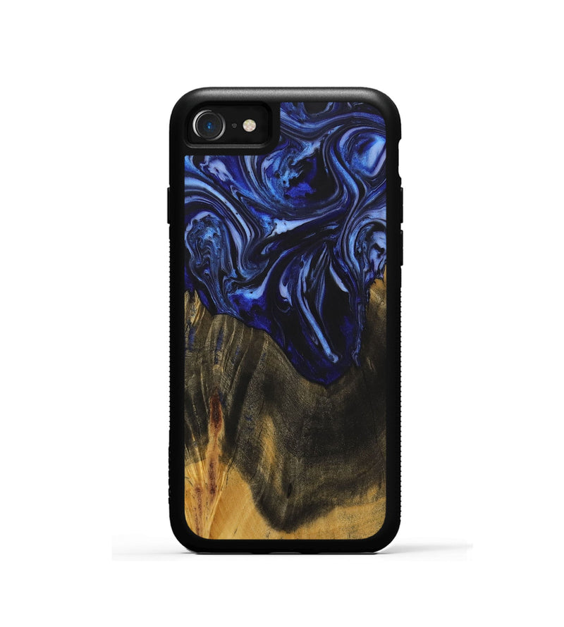 iPhone SE Wood+Resin Phone Case - Robyn (Blue, 702696)