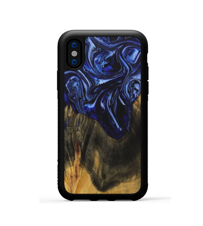 iPhone Xs Wood+Resin Phone Case - Robyn (Blue, 702696)