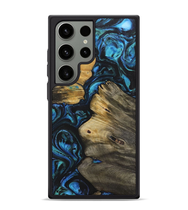 Galaxy S24 Ultra Wood+Resin Phone Case - Ted (Blue, 702699)