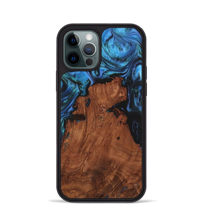 iPhone 12 Pro Wood+Resin Phone Case - Juan (Blue, 702701)