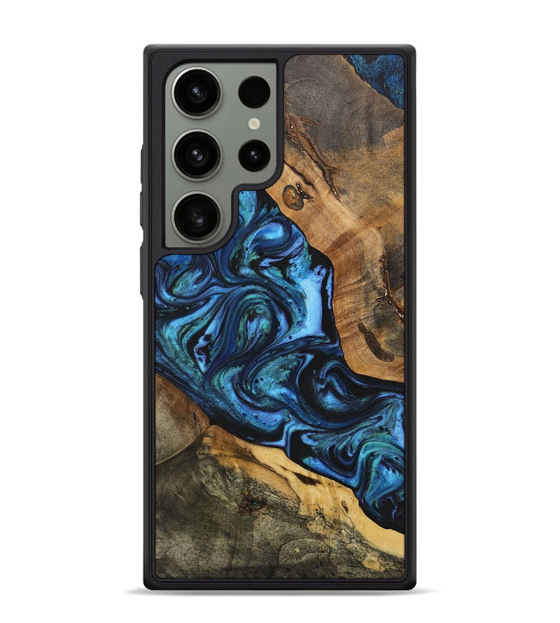 Galaxy S24 Ultra Wood+Resin Phone Case - Latisha (Blue, 702703)