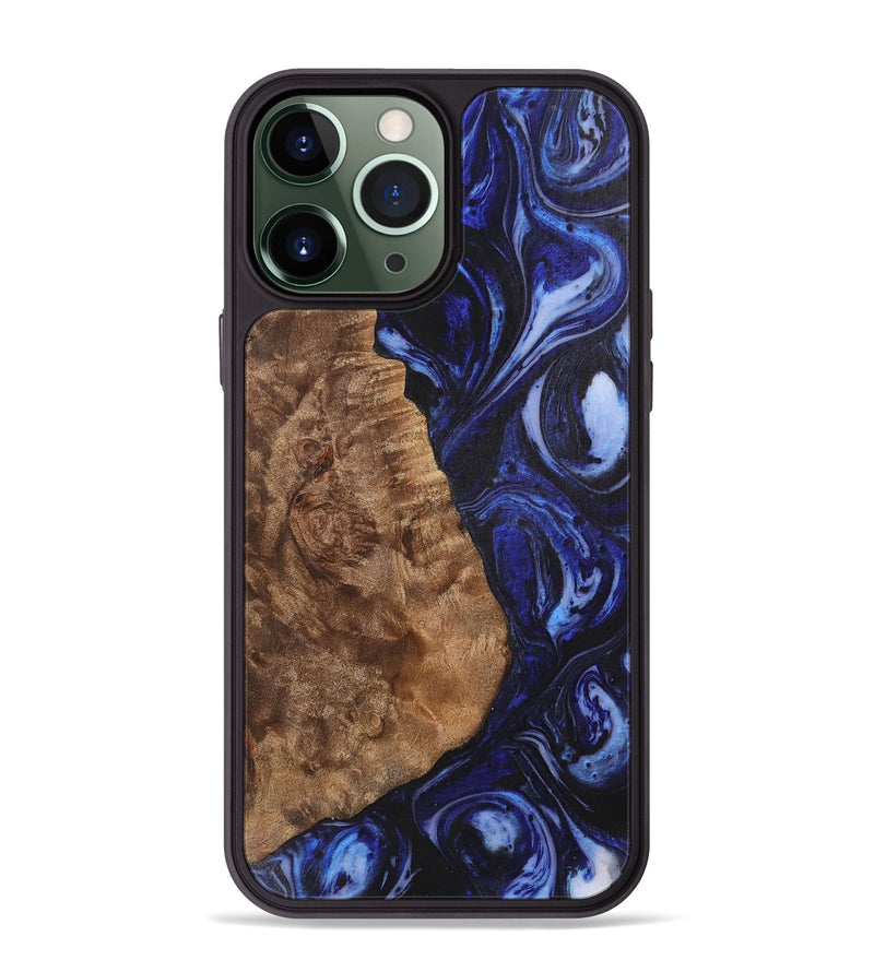 iPhone 13 Pro Max Wood+Resin Phone Case - Camron (Blue, 702706)