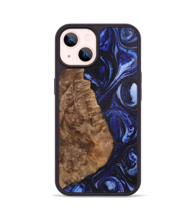 iPhone 14 Wood+Resin Phone Case - Camron (Blue, 702706)