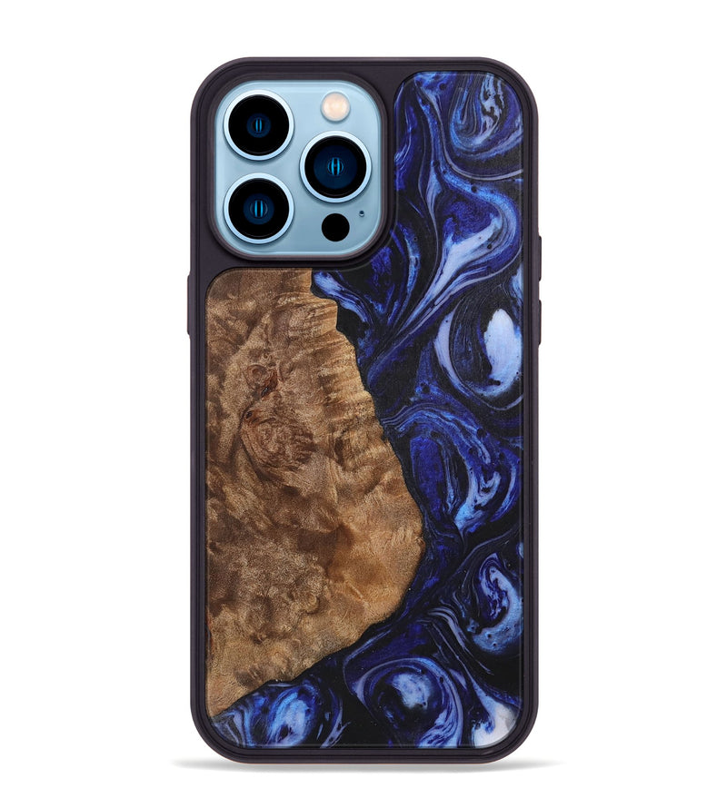 iPhone 14 Pro Max Wood+Resin Phone Case - Camron (Blue, 702706)