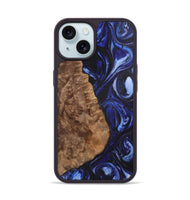 iPhone 15 Wood+Resin Phone Case - Camron (Blue, 702706)