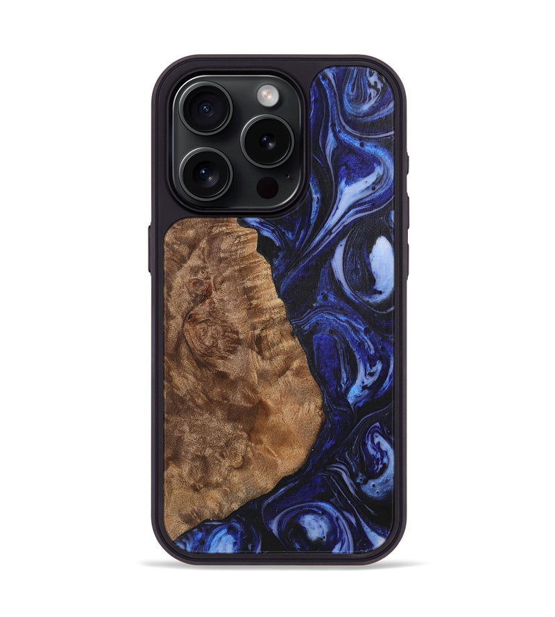 iPhone 15 Pro Wood+Resin Phone Case - Camron (Blue, 702706)
