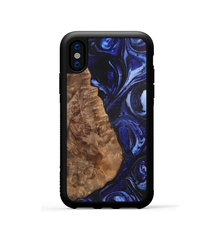 iPhone Xs Wood+Resin Phone Case - Camron (Blue, 702706)