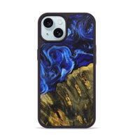 iPhone 15 Wood+Resin Phone Case - Stacy (Blue, 702708)