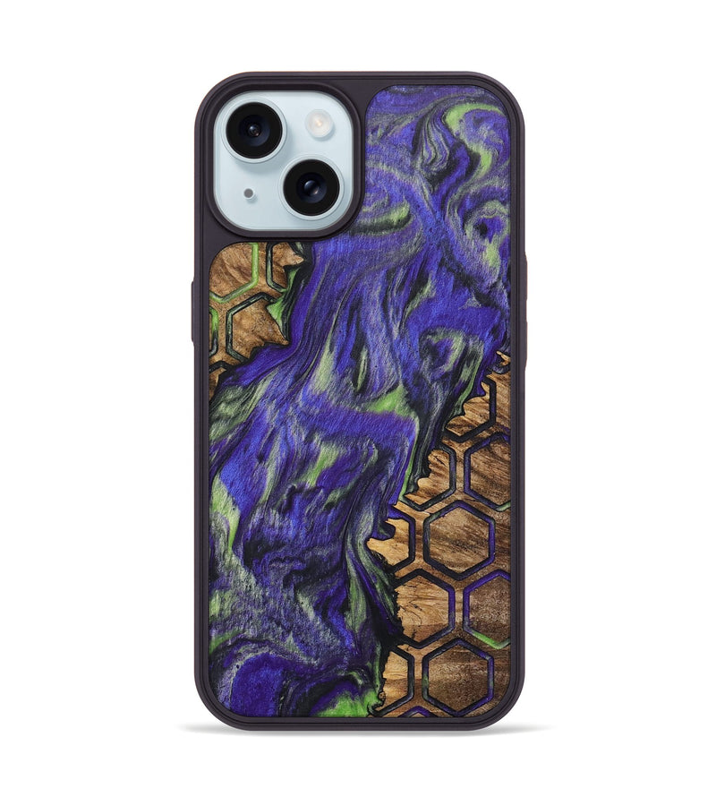 iPhone 15 Wood+Resin Phone Case - Emery (Pattern, 702714)