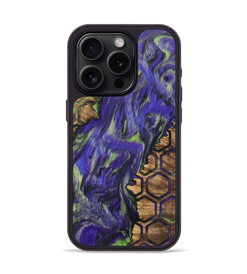 iPhone 15 Pro Wood+Resin Phone Case - Emery (Pattern, 702714)