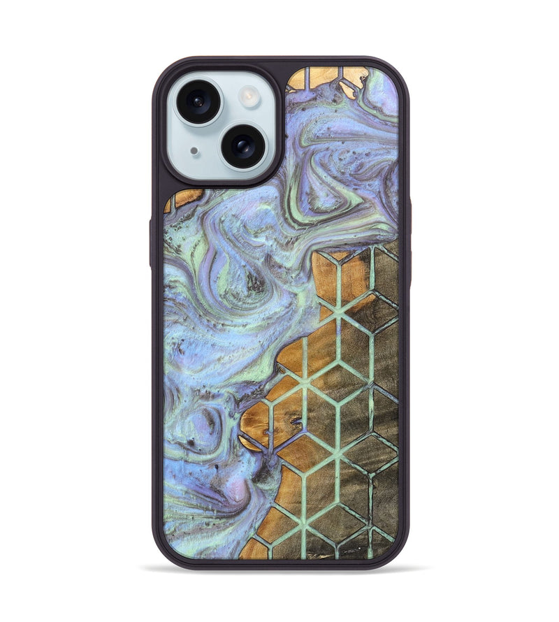 iPhone 15 Wood+Resin Phone Case - Lana (Pattern, 702716)
