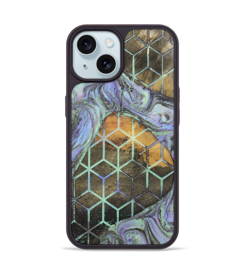 iPhone 15 Wood+Resin Phone Case - Mallory (Pattern, 702726)