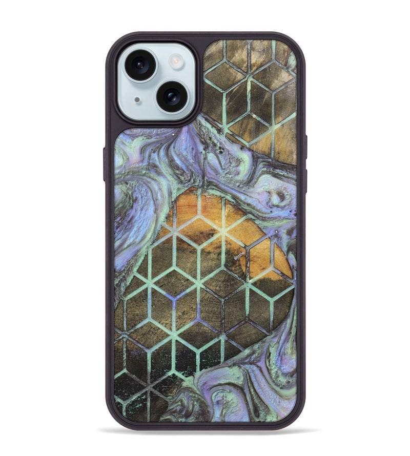 iPhone 15 Plus Wood+Resin Phone Case - Mallory (Pattern, 702726)