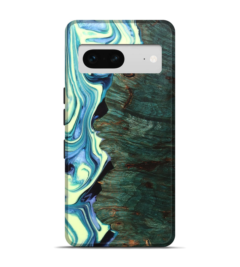 Pixel 7 Wood+Resin Live Edge Phone Case - Katherine (Green, 702766)