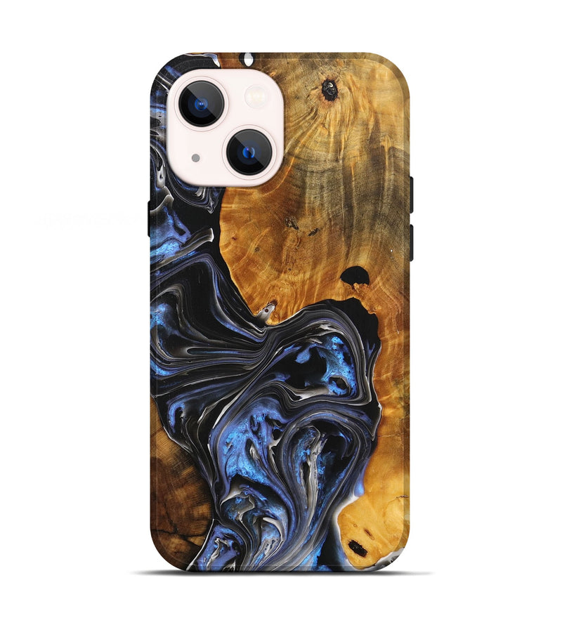 iPhone 13 Wood+Resin Live Edge Phone Case - Aurora (Blue, 702767)